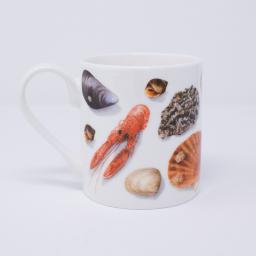 mug with shellfish design, seashells
