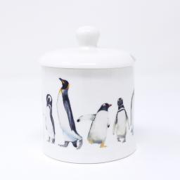 Penguin parade jam pot with lid on