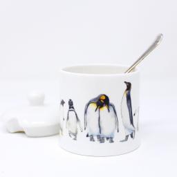 Penguin parade jam pot with lid off