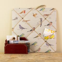 Noticeboard, memo board square with garden bird design