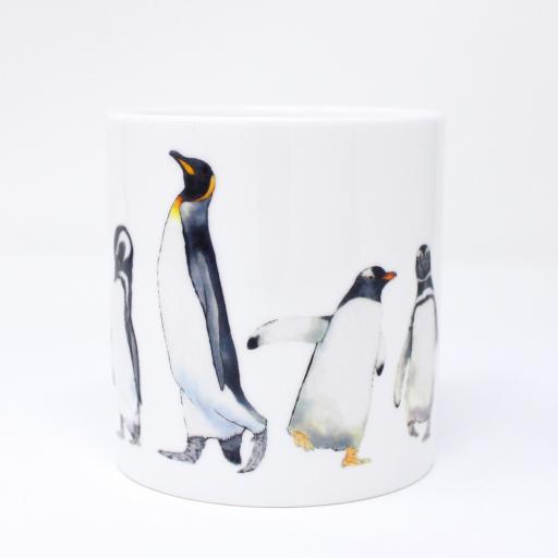 A quite big mug with a penguin design