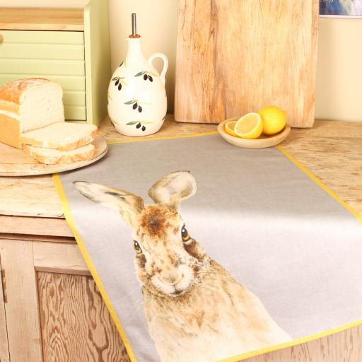 Hare tea towel - hare portrait